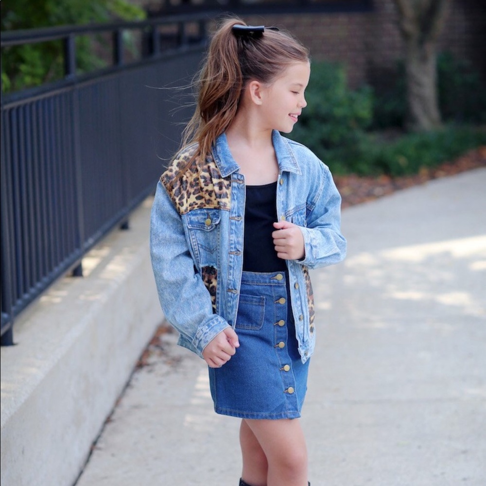 Oversized Leopard Denim Jacket
